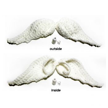  Handmade knitted Angel Wings (includes white pacie & baby bottle)